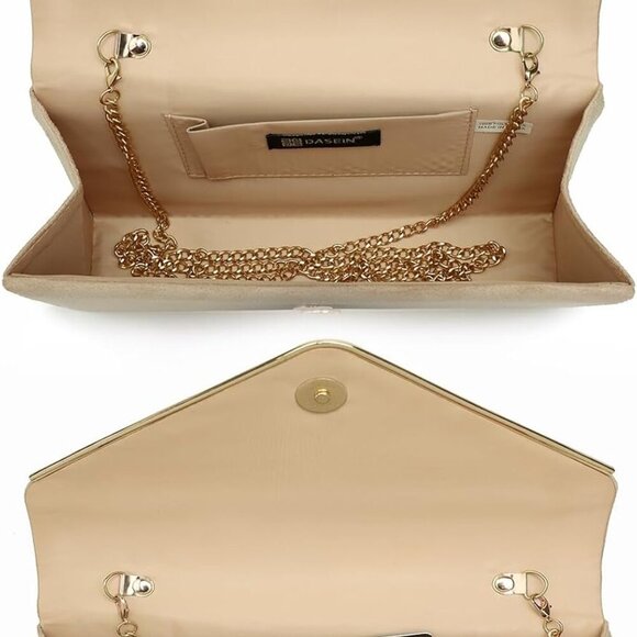 Women Faux Suede Evening Clutch Bags Formal Party Clutches Wedding Purses Cockta - Picture 6 of 6